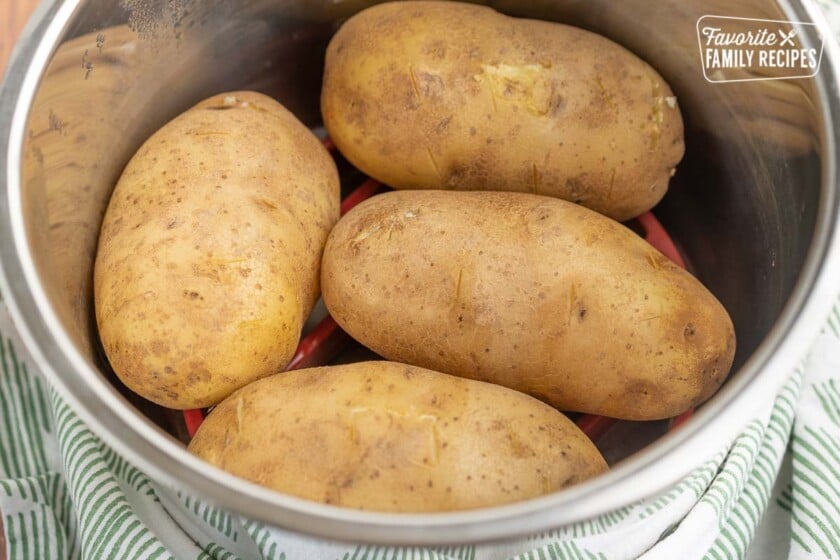 Four baked potatoes in an instant pot