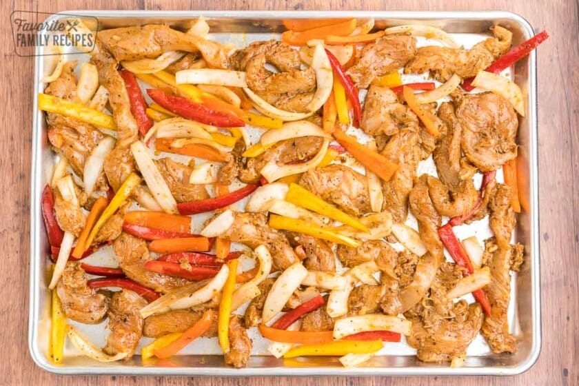 Sheet pan fajitas not baked yet.