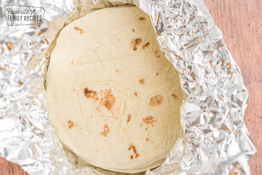 Flour tortillas wrapped in foil