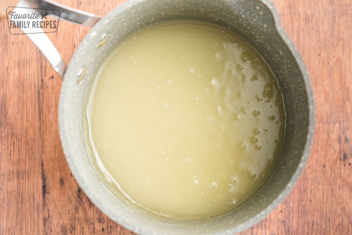 Cornstarch and sugar mixture in a pot