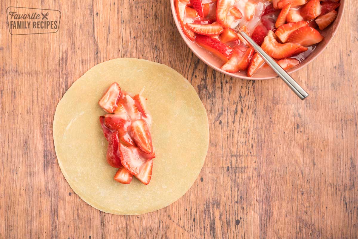 Strawberries on an empanada.