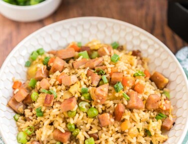 A bowl of ham fried rice