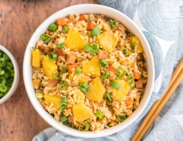 A bowl of pineapple fried rice