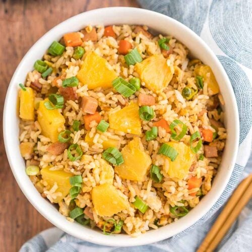 A bowl of pineapple fried rice