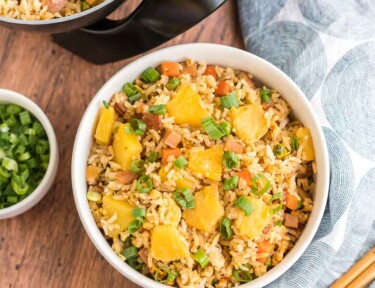 A bowl of pineapple fried rice