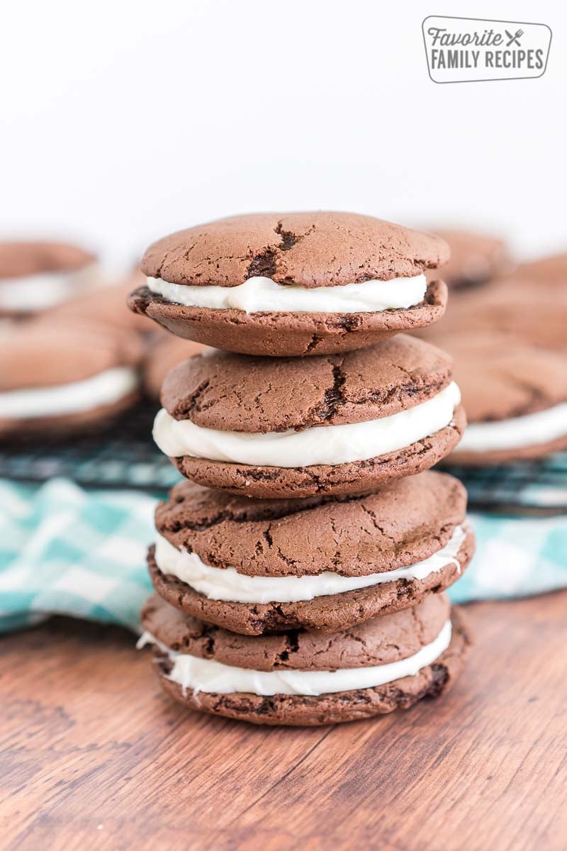 A stack of homemade oreos