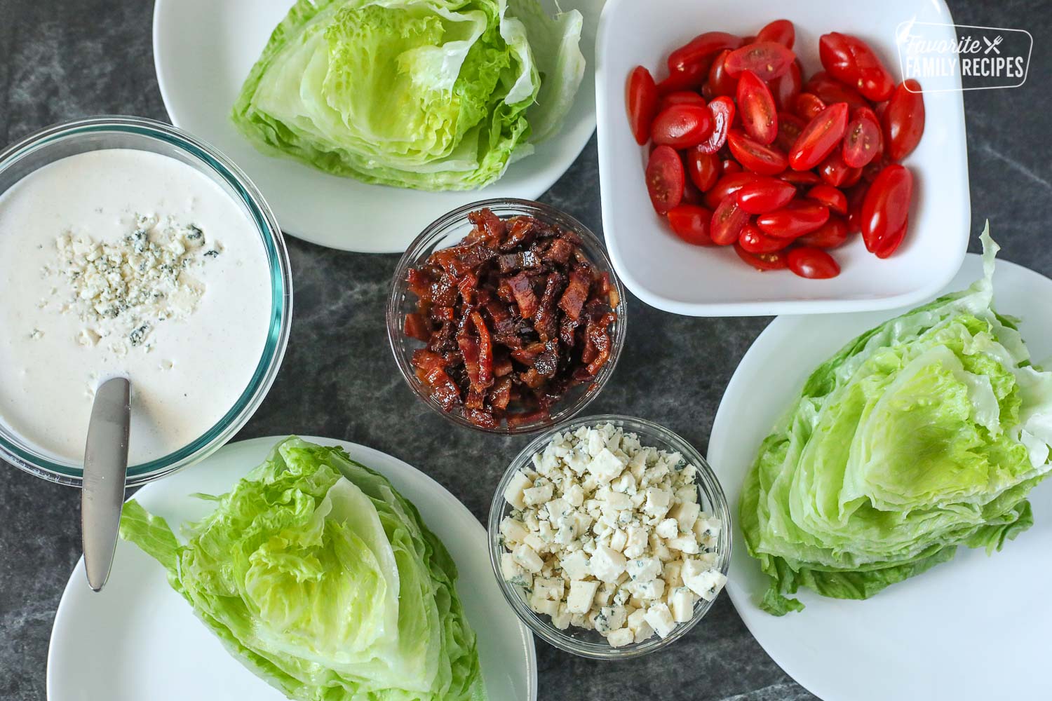 Overhead shot of Ingredients for Wedge Salads