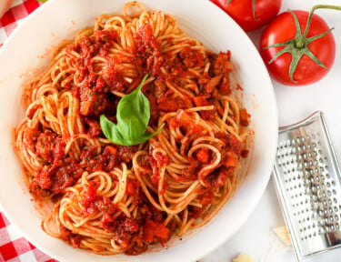 Spaghetti in a bowl