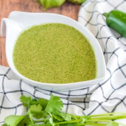 Cilantro Lime Dressing in a white serving bowl