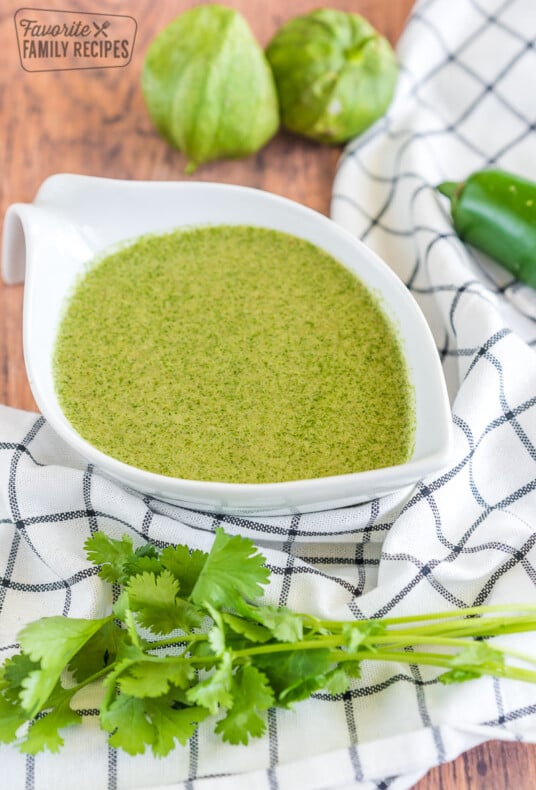 Cilantro Lime Dressing in a white serving bowl