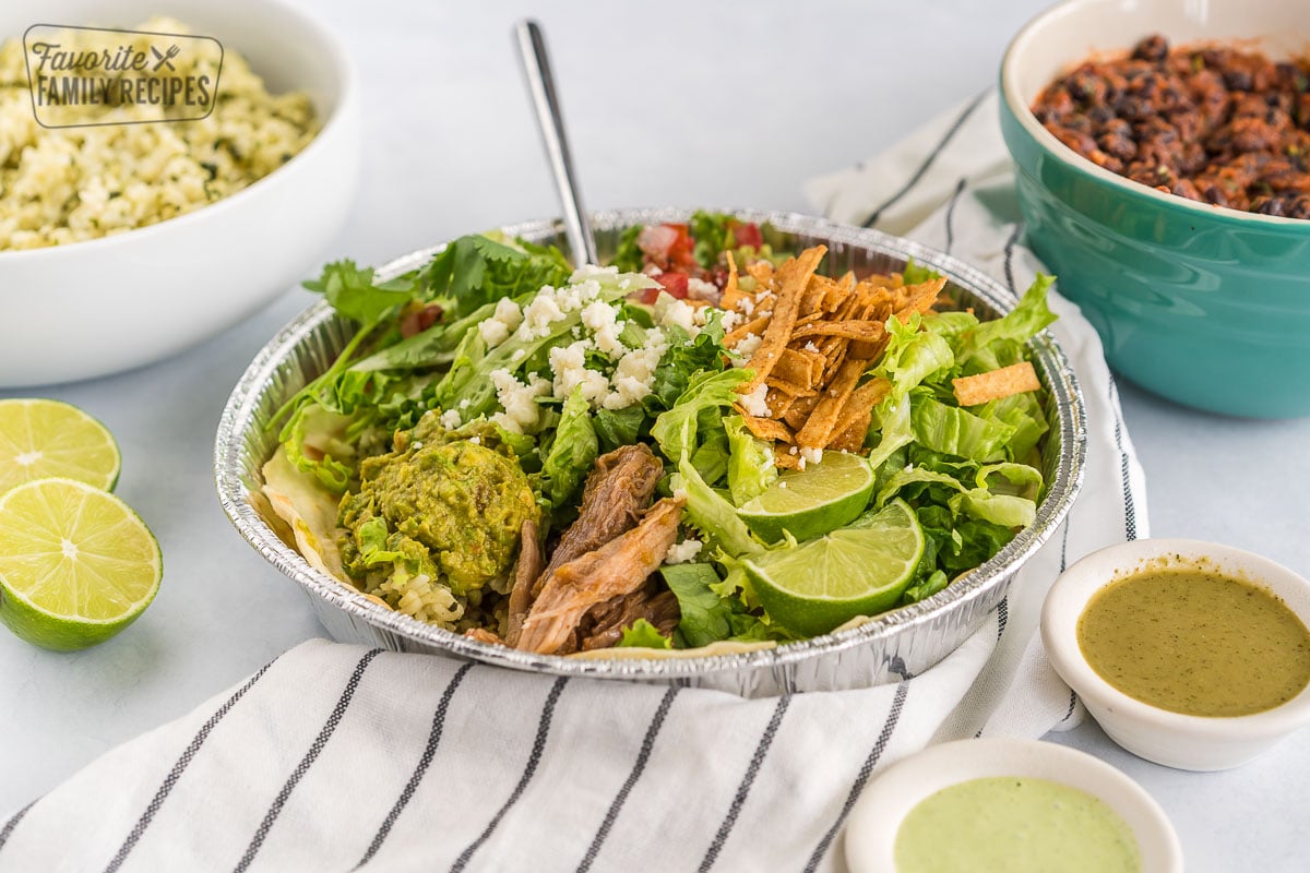 A sweet pork salad in a metal tin