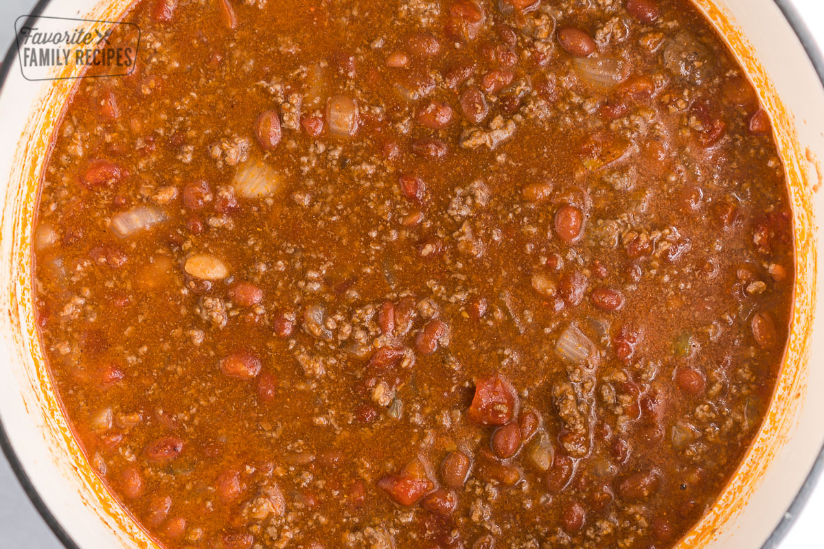 Chili in a large pot