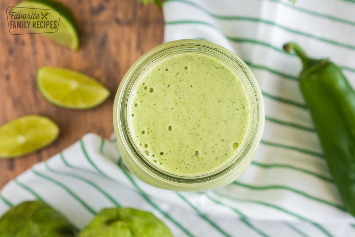 Tomatillo Ranch Dressing in a jar