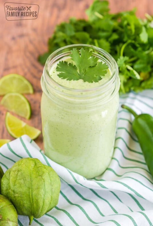 Tomatillo Ranch Dressing in a jar