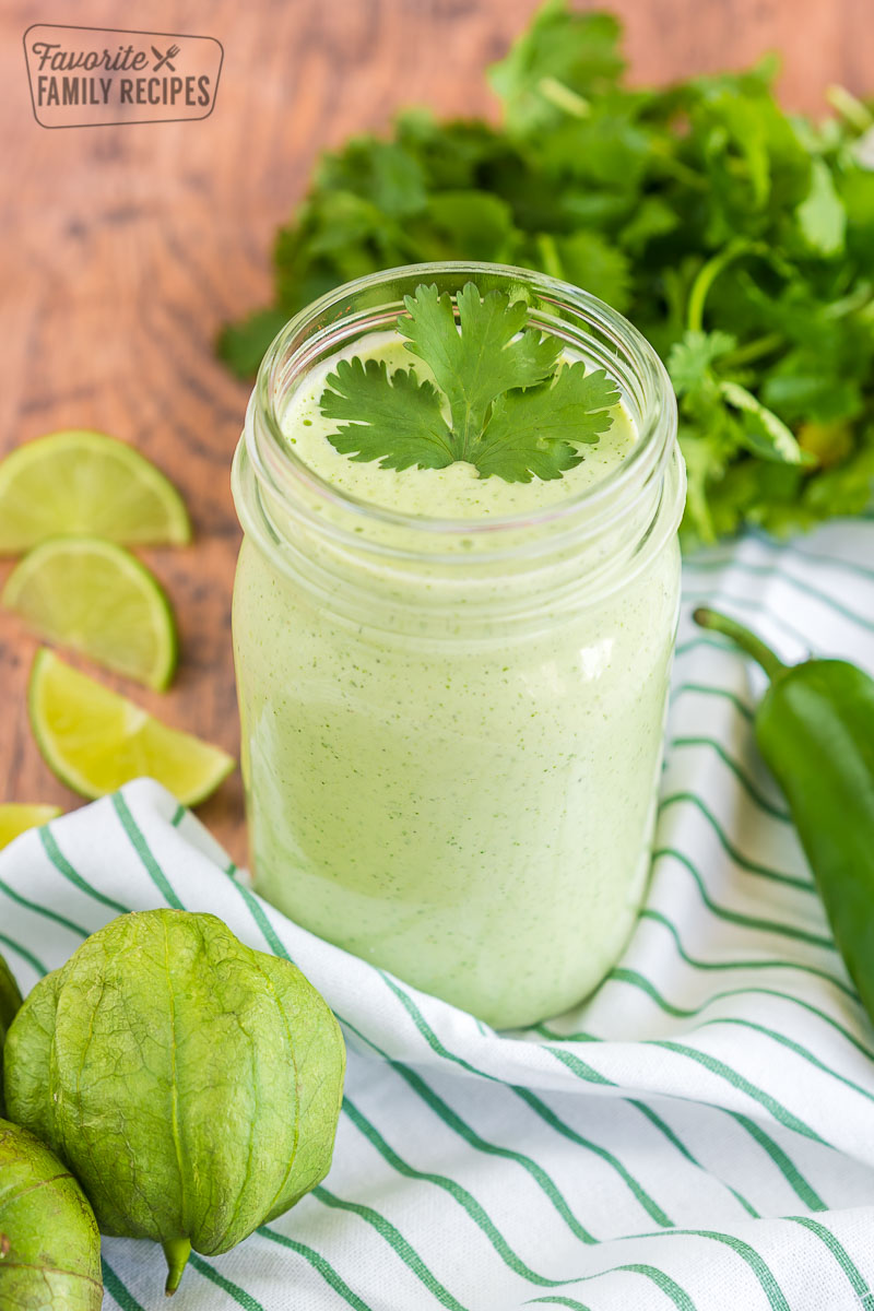 Tomatillo Ranch Dressing in a jar