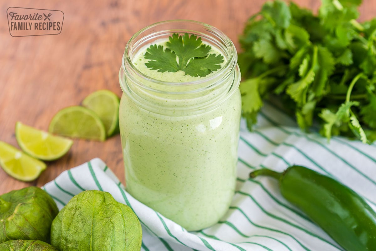 Cilantro Ranch Dressing in a jar