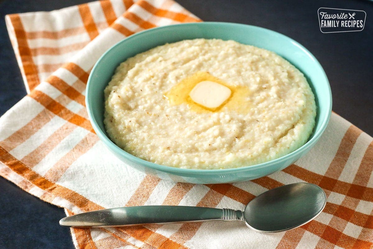 Bowl of Grits with butter melted on top