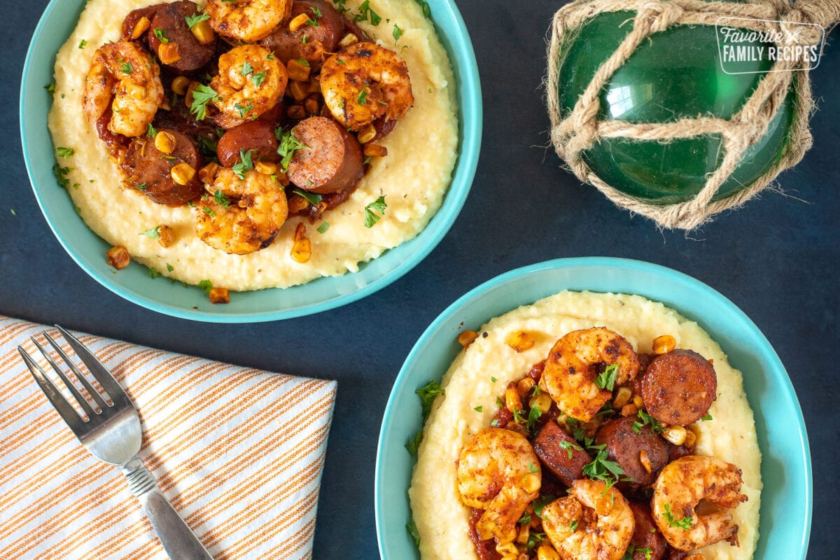 2 bowls of Shrimp and Grits