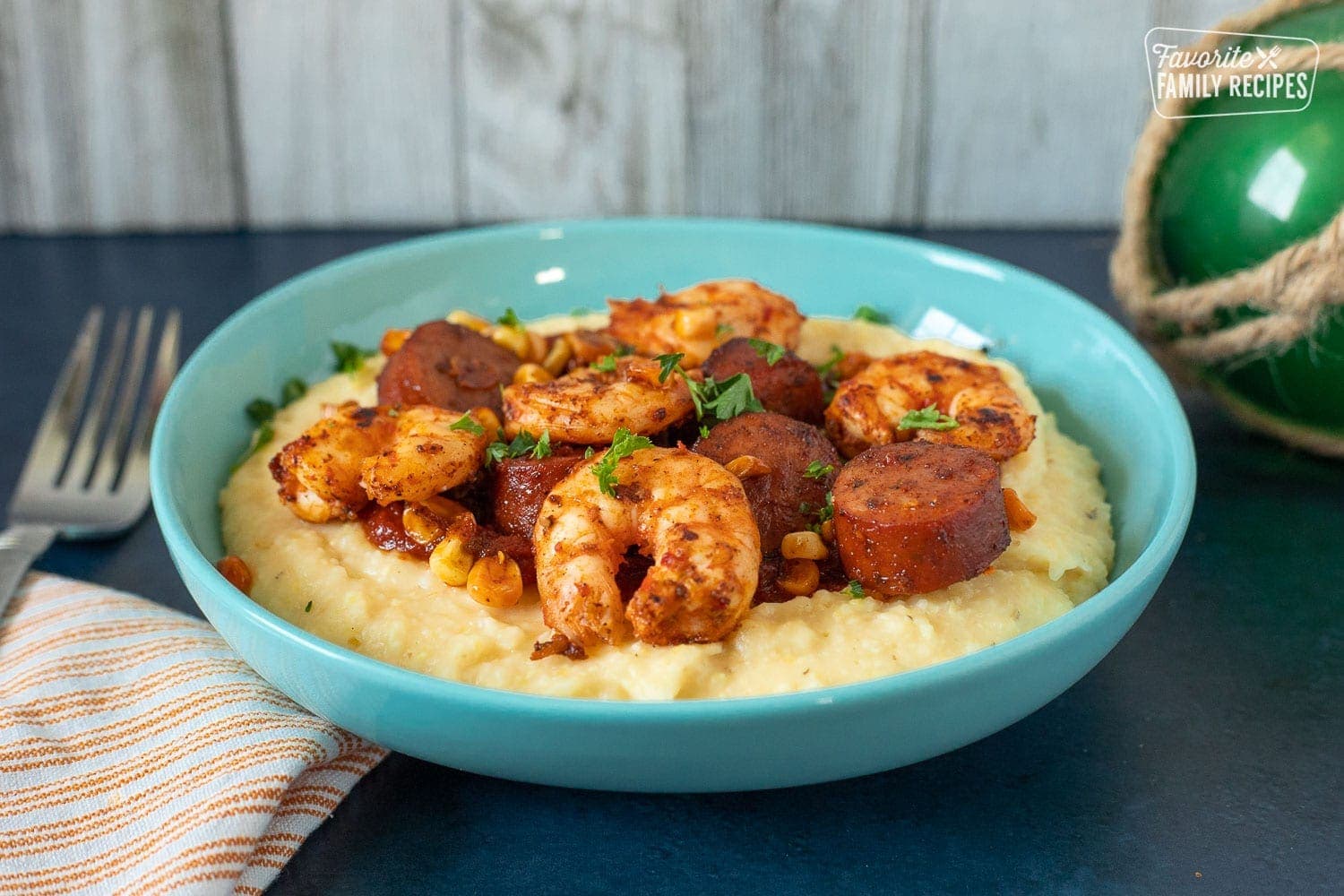 Shrimp and Grits in a bowl