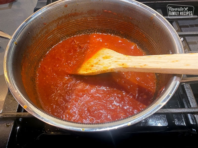 Cajun tomato sauce in a pan