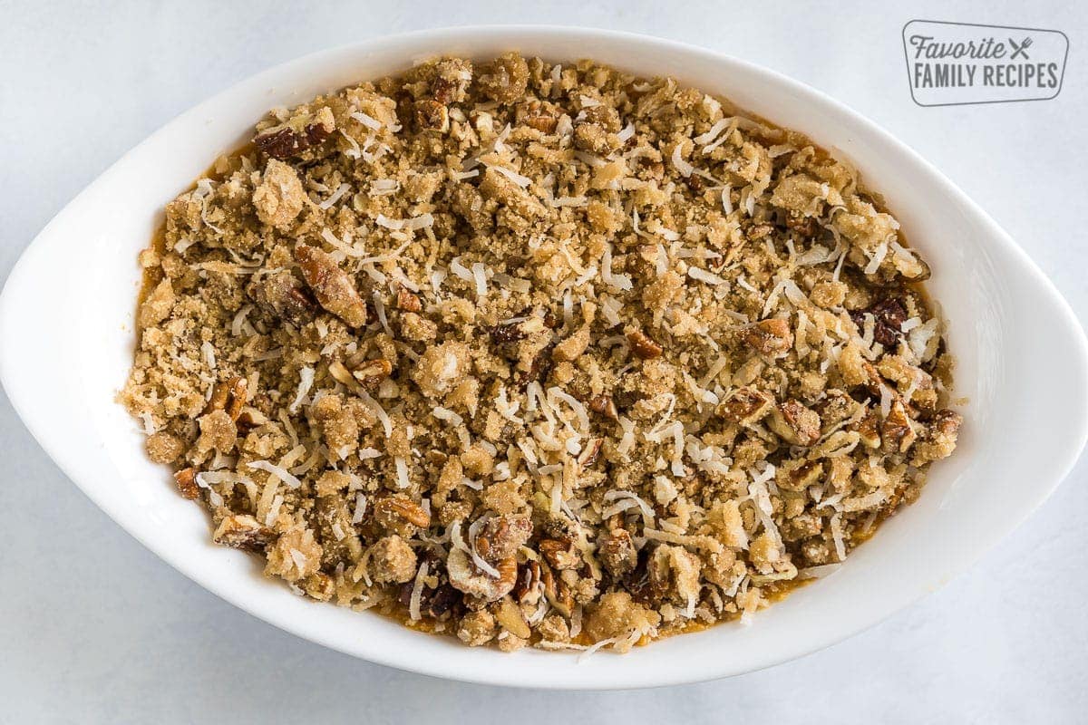 Sweet Potato Casserole before it is baked.