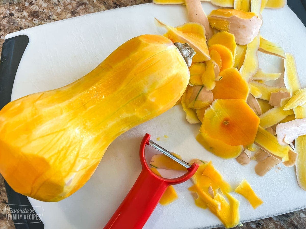 A peeled butternut squash.