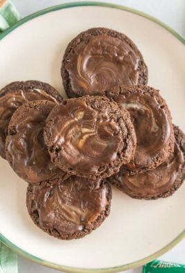 A stack of Andes Mint Cookies on a plate.