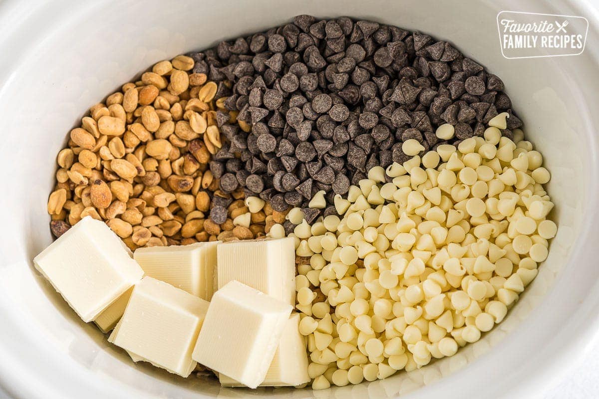 Peanuts and chocolate in a crock pot