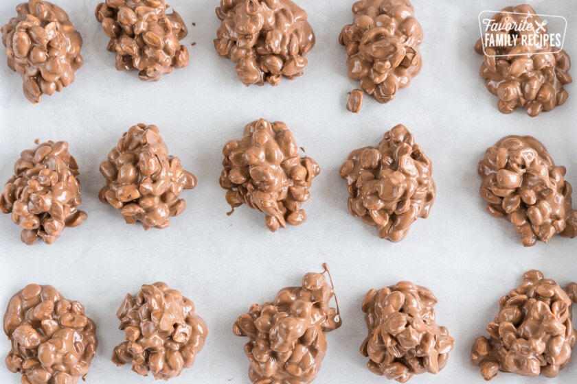 Peanut clusters before the chocolate has set
