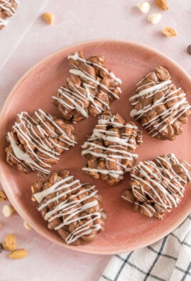 Chocolate Peanut Clusters on a plate