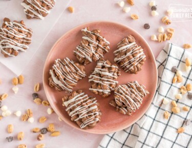 Chocolate Peanut Clusters on a plate