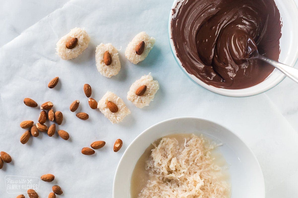 Ingredients to make homemade almond joy candies