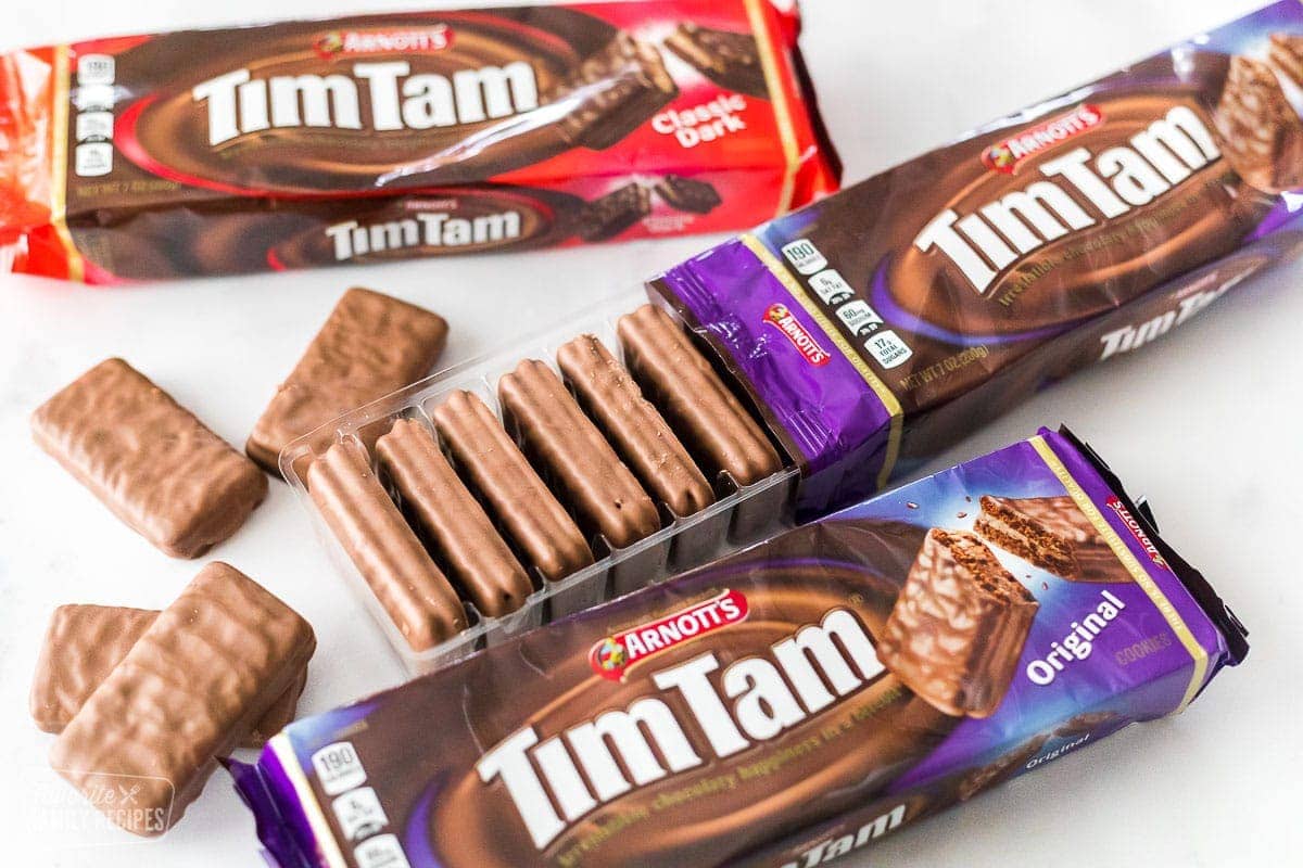 Three packages of Tim Tams