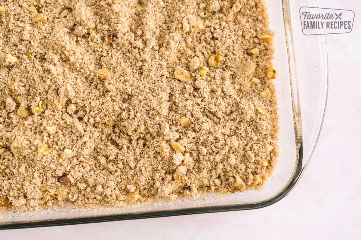 Coffee cake topped with streusel topping