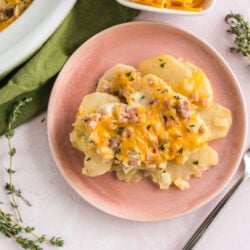 A plate of au gratin potatoes