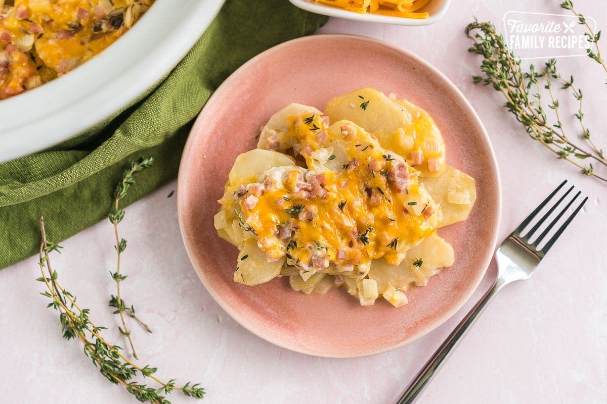 A plate of au gratin potatoes