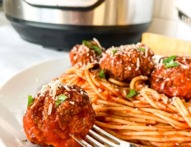 Close up of a meatball made in the Instant Pot