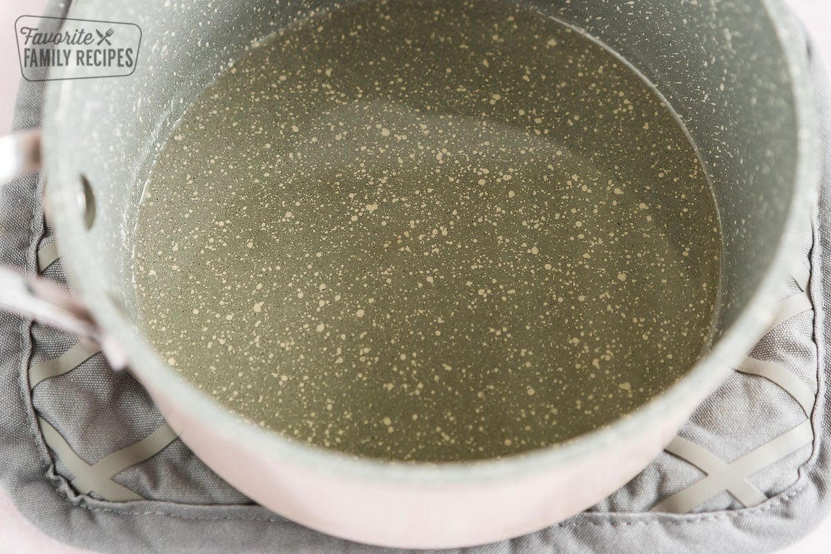 Sugar vinegar mixture in a pot