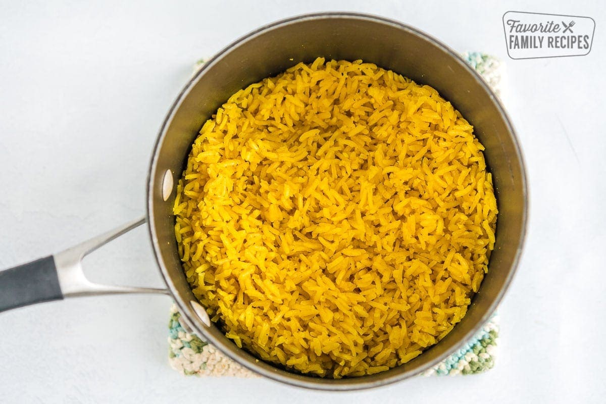 Easy Rice Cooker Turmeric Rice - Eight Forest Lane