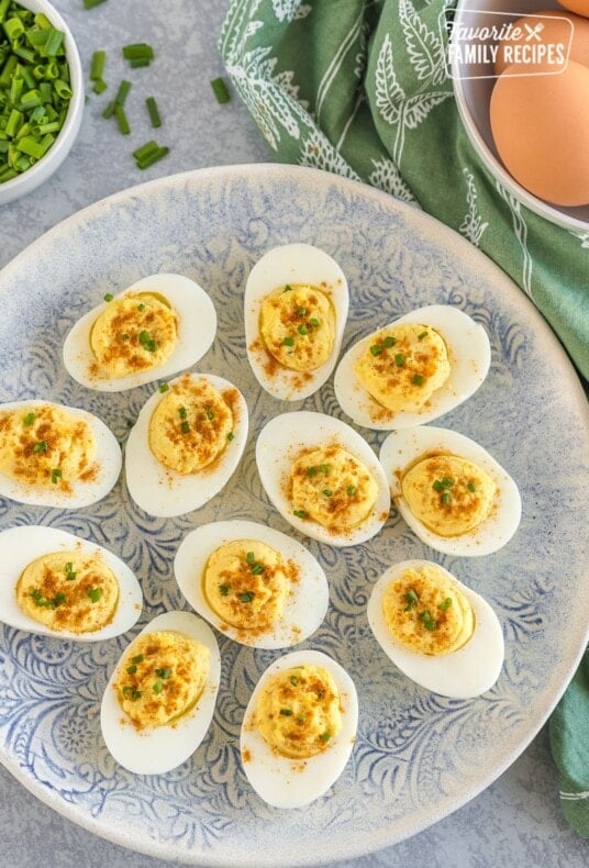 A plate of deviled eggs