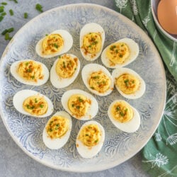 A plate of deviled eggs