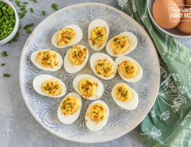 A plate of deviled eggs