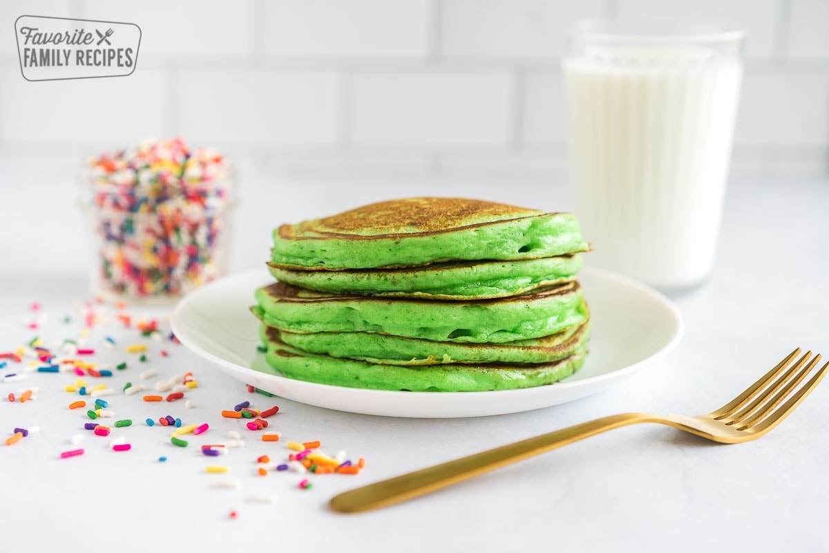 Stack of Green Pancakes for St. Patrick's Day