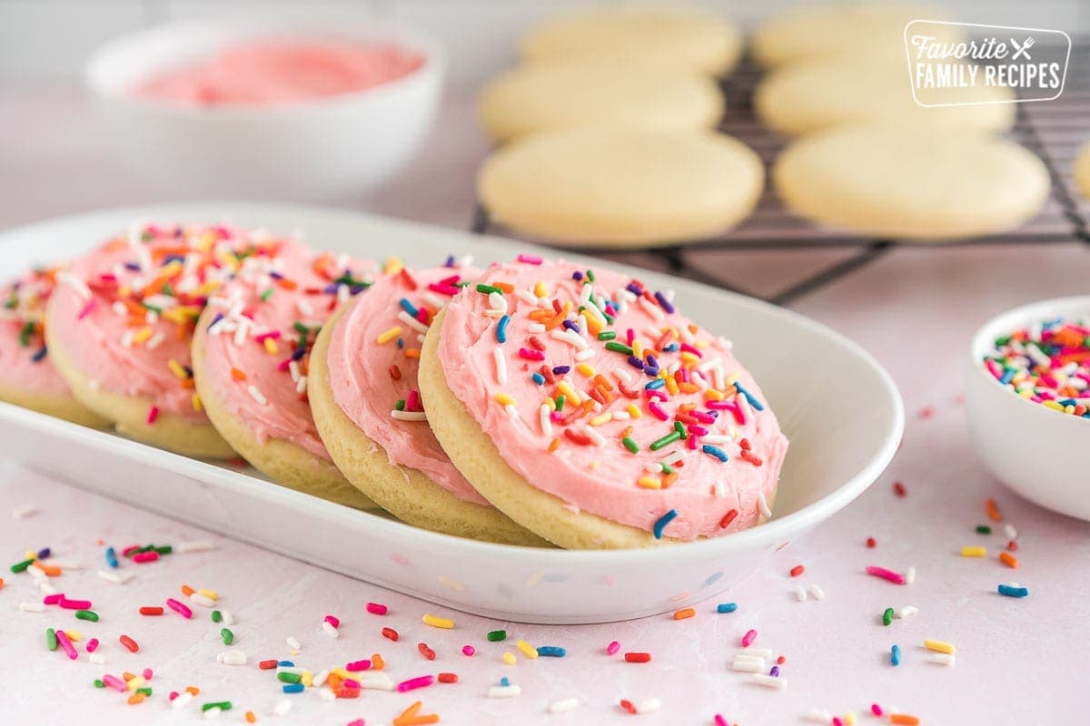 A plate of copycat lofthouse sugar cookies