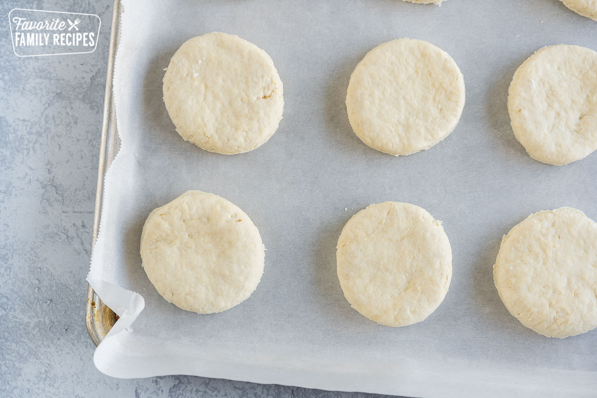 Biscuits on a baking sheet before they are cooked