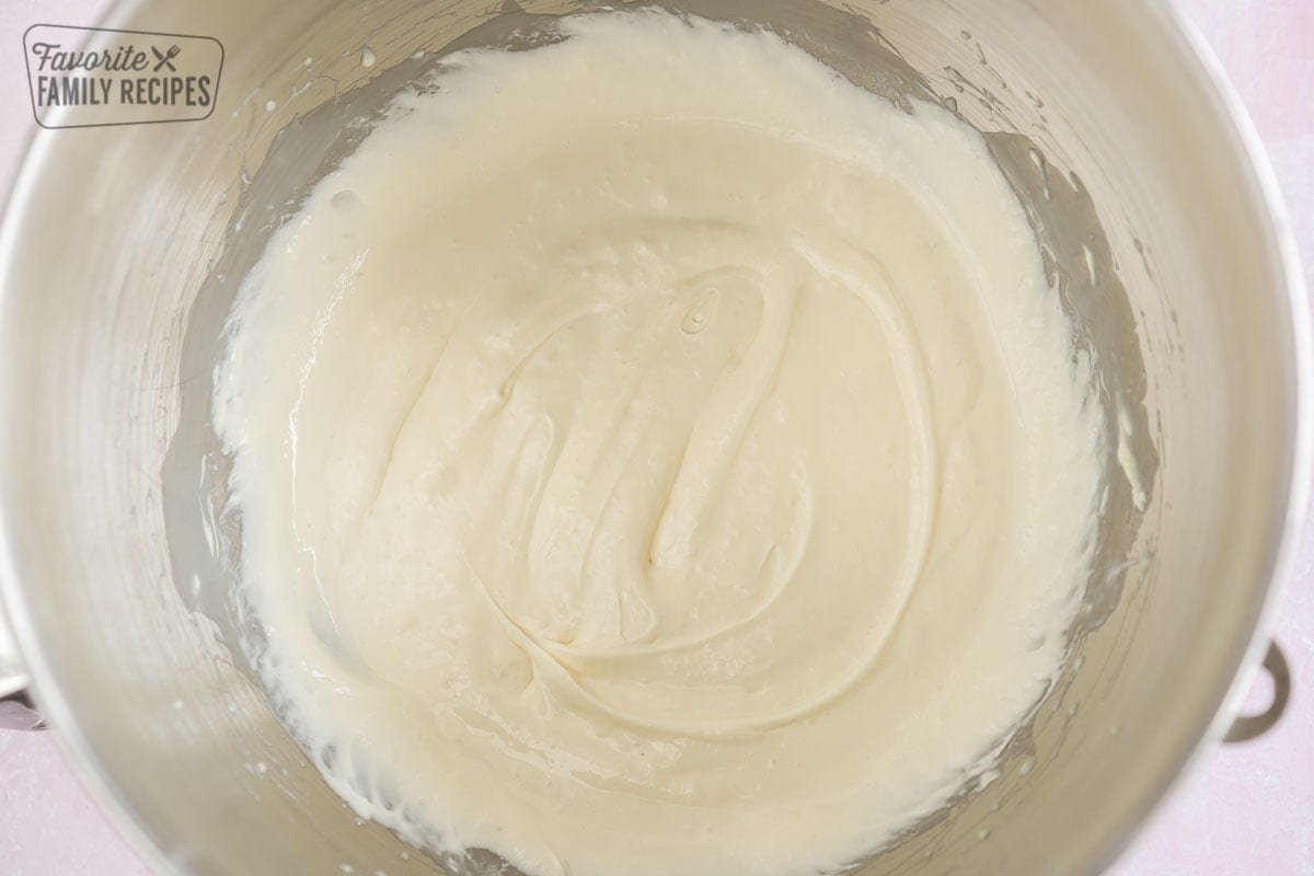 Sweetened condensed milk mixed with cream cheese