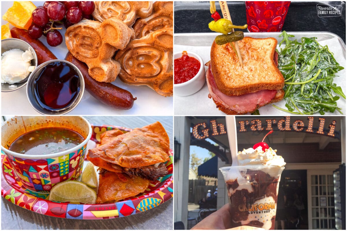 Collage of Gluten Free Foods at Disneyland
