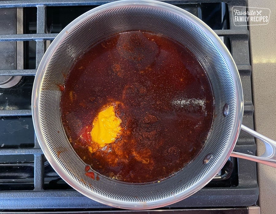 BBQ Sauce ingredients in a sauce pan