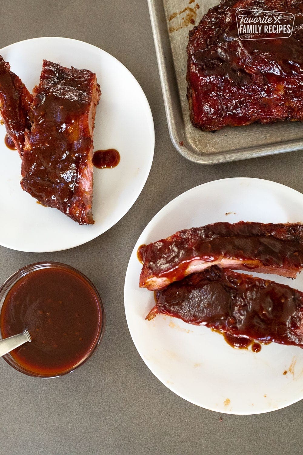 Smoked ribs with a side of bbq sauce