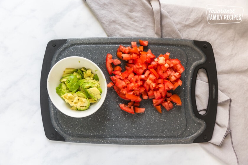 Cut up tomatoes and avocado